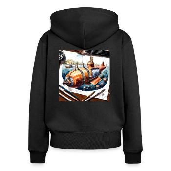 Submarine #6 - Women's Premium Organic Zip Hoodie - black - Back - Julia (174cm)