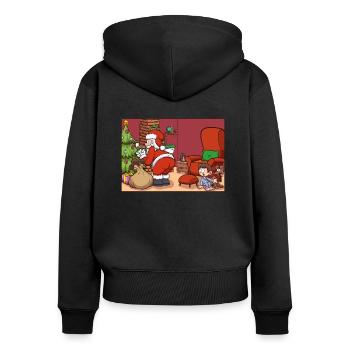Der Weihnachtsmann wird an Heiligabend erwischt - Frauen Premium Bio Zip Hoodie - Schwarz - Hinten - Julia (174cm)