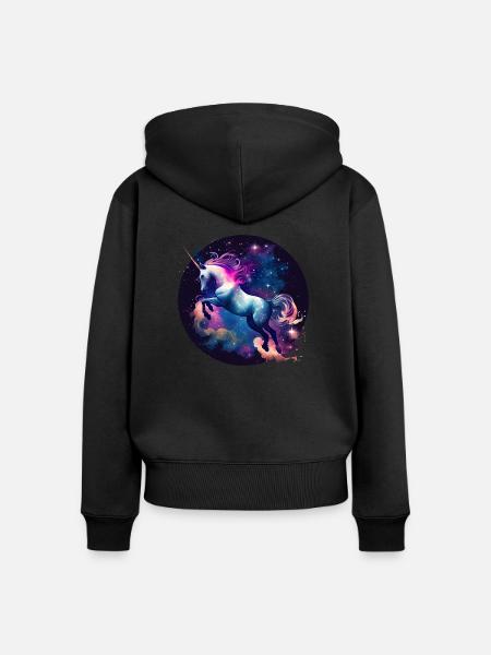 Magisches Einhorn - Frauen Premium Bio Zip Hoodie - Schwarz