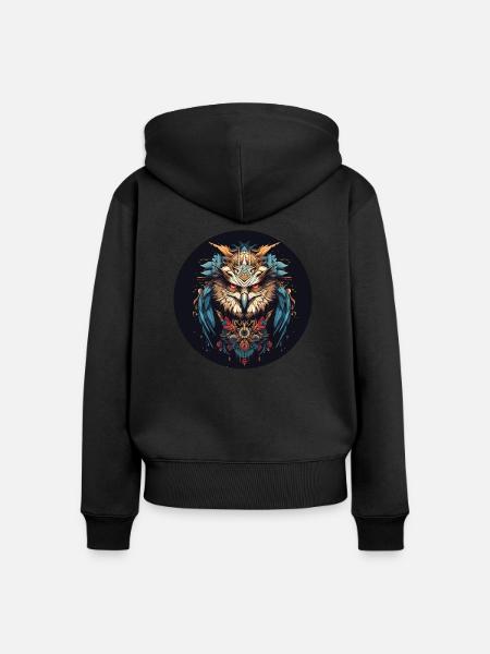 Hypno Eule - Frauen Premium Bio Zip Hoodie - Schwarz