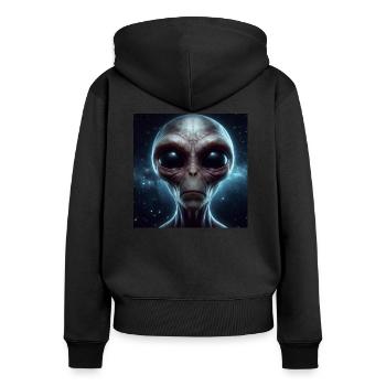 Astronomie - Frauen Premium Bio Zip Hoodie - Schwarz - Hinten - Julia (174cm)