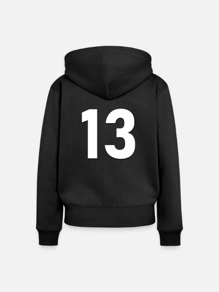 13 - Frauen Premium Bio Zip Hoodie - Schwarz