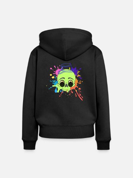 Splash-Schädel - Frauen Premium Bio Zip Hoodie - Schwarz