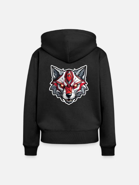 Wolf Tattoo - Frauen Premium Bio Zip Hoodie - Schwarz