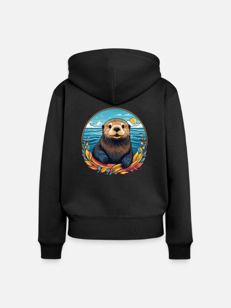 Seeotter - Frauen Premium Bio Zip Hoodie - Schwarz