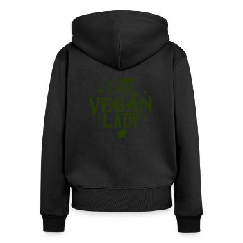 Crazy vegan lady veganuary animal welfare environment vegan - Women's Premium Organic Zip Hoodie - black - Back - Julia (174cm)