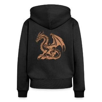 Fantasy Drache Anime Drachenkopf Mythisches Reptil - Frauen Premium Bio Zip Hoodie - Schwarz - Hinten - Julia (174cm)