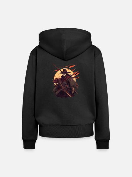 Samurai - Frauen Premium Bio Zip Hoodie - Schwarz