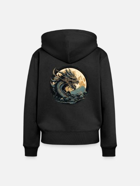 Uralter Drache - Frauen Premium Bio Zip Hoodie - Schwarz