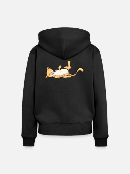 Katze - Frauen Premium Bio Zip Hoodie - Schwarz