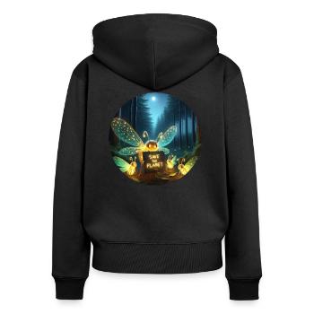Glühwürmchen Familie - Frauen Premium Bio Zip Hoodie - Schwarz - Hinten - Julia (174cm)