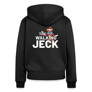 The walking Jeck Karneval - Frauen Premium Bio Zip Hoodie - Schwarz - Hinten - Julia (174cm)