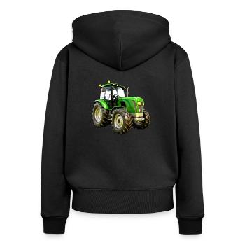 Moderner Traktor Trecker - Frauen Premium Bio Zip Hoodie - Schwarz - Hinten - Julia (174cm)