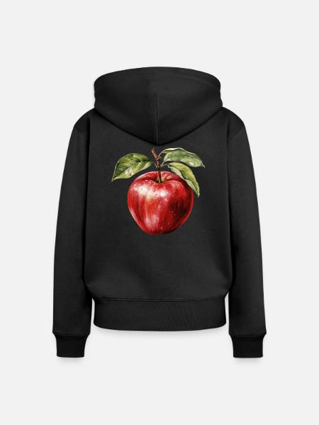 Apfel - Frauen Premium Bio Zip Hoodie - Schwarz
