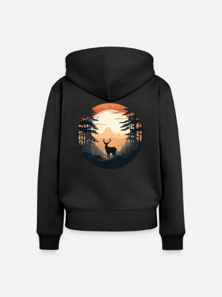 Morgendlicher Wald - Frauen Premium Bio Zip Hoodie - Schwarz