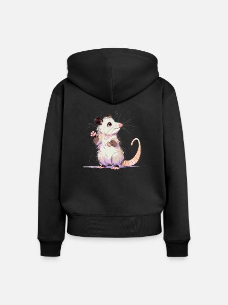 Verspieltes Opossum - Frauen Premium Bio Zip Hoodie - Schwarz