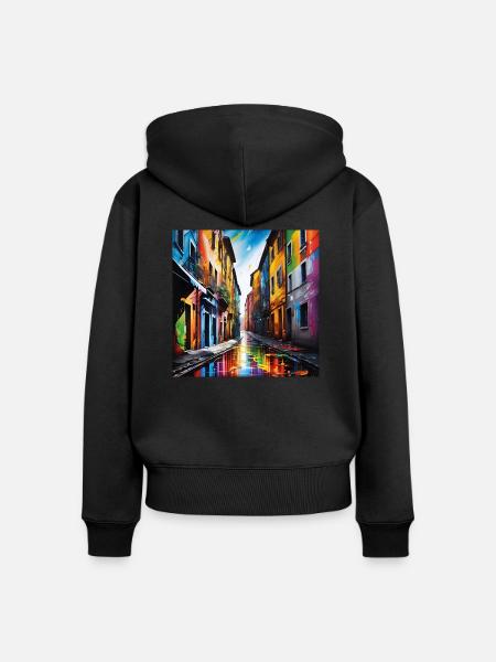 Fantastische Straßen - Frauen Premium Bio Zip Hoodie - Schwarz
