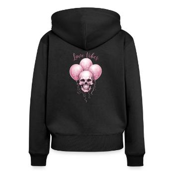 Love Vibes Valentine's Day Love February 14 Gothic - Women's Premium Organic Zip Hoodie - black - Back - Julia (174cm)