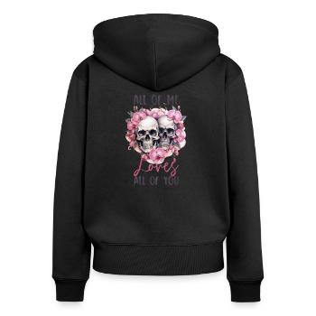 Tout de moi vous aime tous Squelettes de la Saint-Valentin - Sweat à capuche zippé Premium bio Femme - noir - Dos - Julia (174cm)