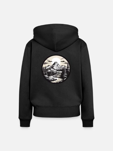 Verschneite Gipfel - Frauen Premium Bio Zip Hoodie - Schwarz