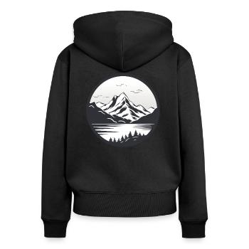 Frostiger Berg - Frauen Premium Bio Zip Hoodie - Schwarz - Hinten - Julia (174cm)