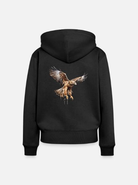 Majestätischer Bussard - Frauen Premium Bio Zip Hoodie - Schwarz