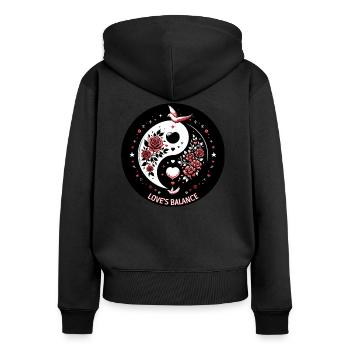 Love's Balance Yin-Yang - Women's Premium Organic Zip Hoodie - black - Back - Julia (174cm)
