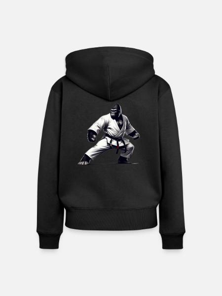 Gorilla Kampfkunst - Frauen Premium Bio Zip Hoodie - Schwarz