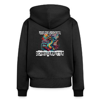 Lasst mich durch, ich bin Schwiegermutter - Frauen Premium Bio Zip Hoodie - Schwarz - Hinten - Julia (174cm)
