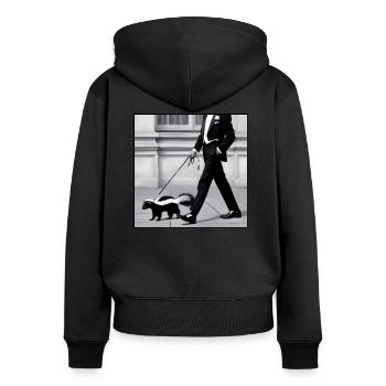 Stinktier an der Leine - Frauen Premium Bio Zip Hoodie - Schwarz - Hinten - Julia (174cm)