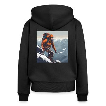 Bergsteigen - Frauen Premium Bio Zip Hoodie - Schwarz - Hinten - Julia (174cm)