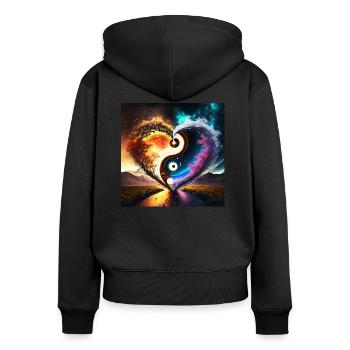 Glühwürmchen Liebe Ying Yang - Frauen Premium Bio Zip Hoodie - Schwarz - Hinten - Julia (174cm)