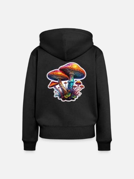 Zauberpilze - Frauen Premium Bio Zip Hoodie - Schwarz