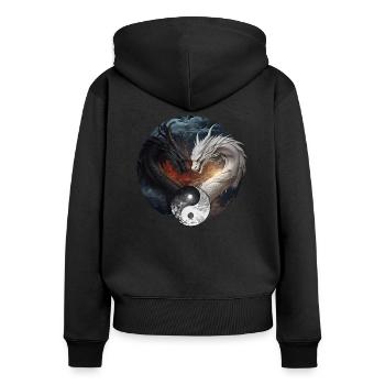 Chinesische Drachen yin yang Symbol - Frauen Premium Bio Zip Hoodie - Schwarz - Hinten - Julia (174cm)