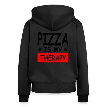 Pizza - Frauen Premium Bio Zip Hoodie - Schwarz - Hinten - Julia (174cm)