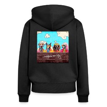 Modern Society - Frauen Premium Bio Zip Hoodie - Schwarz - Hinten - Julia (174cm)