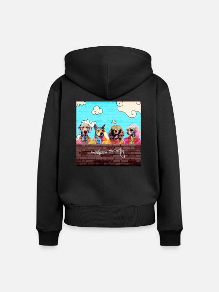 Modern Society - Frauen Premium Bio Zip Hoodie - Schwarz