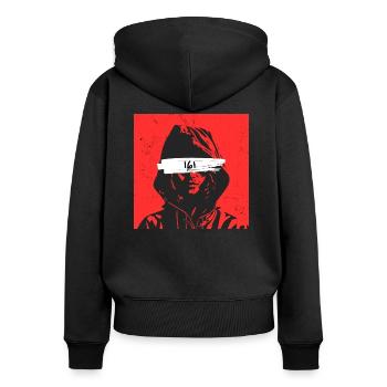 Antifaschistische Aktion 161 - Frauen Premium Bio Zip Hoodie - Schwarz - Hinten - Julia (174cm)