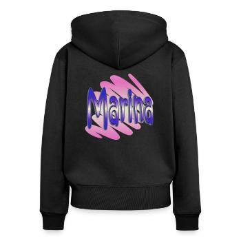 marina2 - Women's Premium Organic Zip Hoodie - black - Back - Julia (174cm)