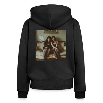 Berlin - Sweat à capuche zippé Premium bio Femme - noir - Dos - Julia (174cm)