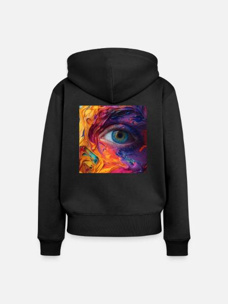 Farbenfrohes Auge - Frauen Premium Bio Zip Hoodie - Schwarz