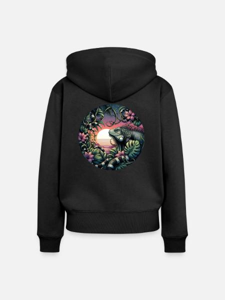 Iguana Libre - Frauen Premium Bio Zip Hoodie - Schwarz