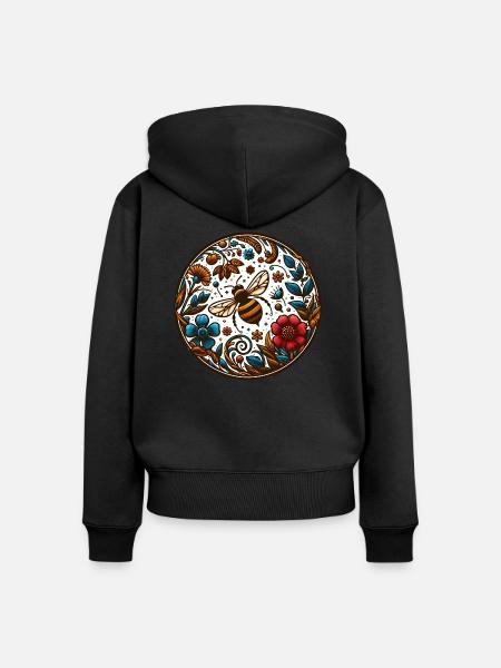 Bienenglück - Frauen Premium Bio Zip Hoodie - Schwarz