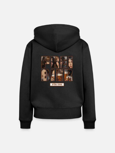 Freibier für uns - Frauen Premium Bio Zip Hoodie - Schwarz