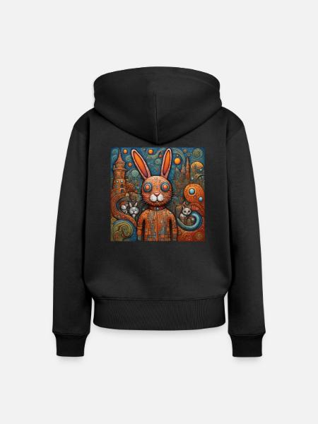 Surreale Pop-Tiere 9 Kaninchen - Frauen Premium Bio Zip Hoodie - Schwarz
