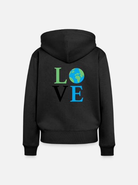 Love Earth - Frauen Premium Bio Zip Hoodie - Schwarz