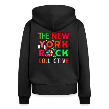 New York Rock Collective - Funky Retro Tee Design - Sweat à capuche zippé Premium bio Femme - noir - Dos - Julia (174cm)