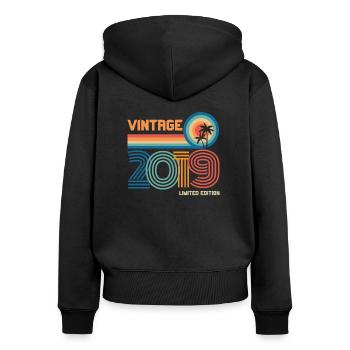 Vintage 2019 limited edition - Women's Premium Organic Zip Hoodie - black - Back - Julia (174cm)