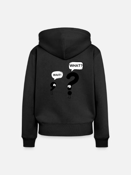 Moment, was? - Frauen Premium Bio Zip Hoodie - Schwarz