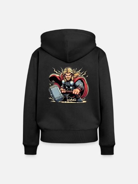 Super Hero - Frauen Premium Bio Zip Hoodie - Schwarz